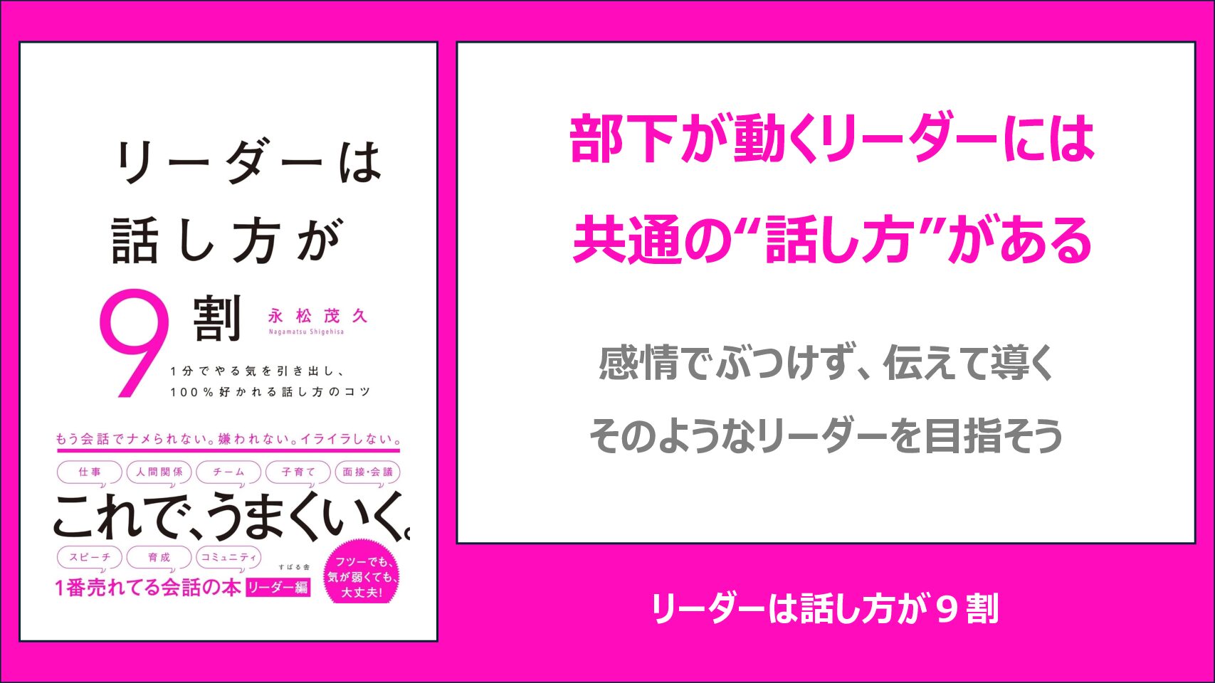 【要約】リーダーは話し方が９割｜部下の心を動かす伝え方の極意とは